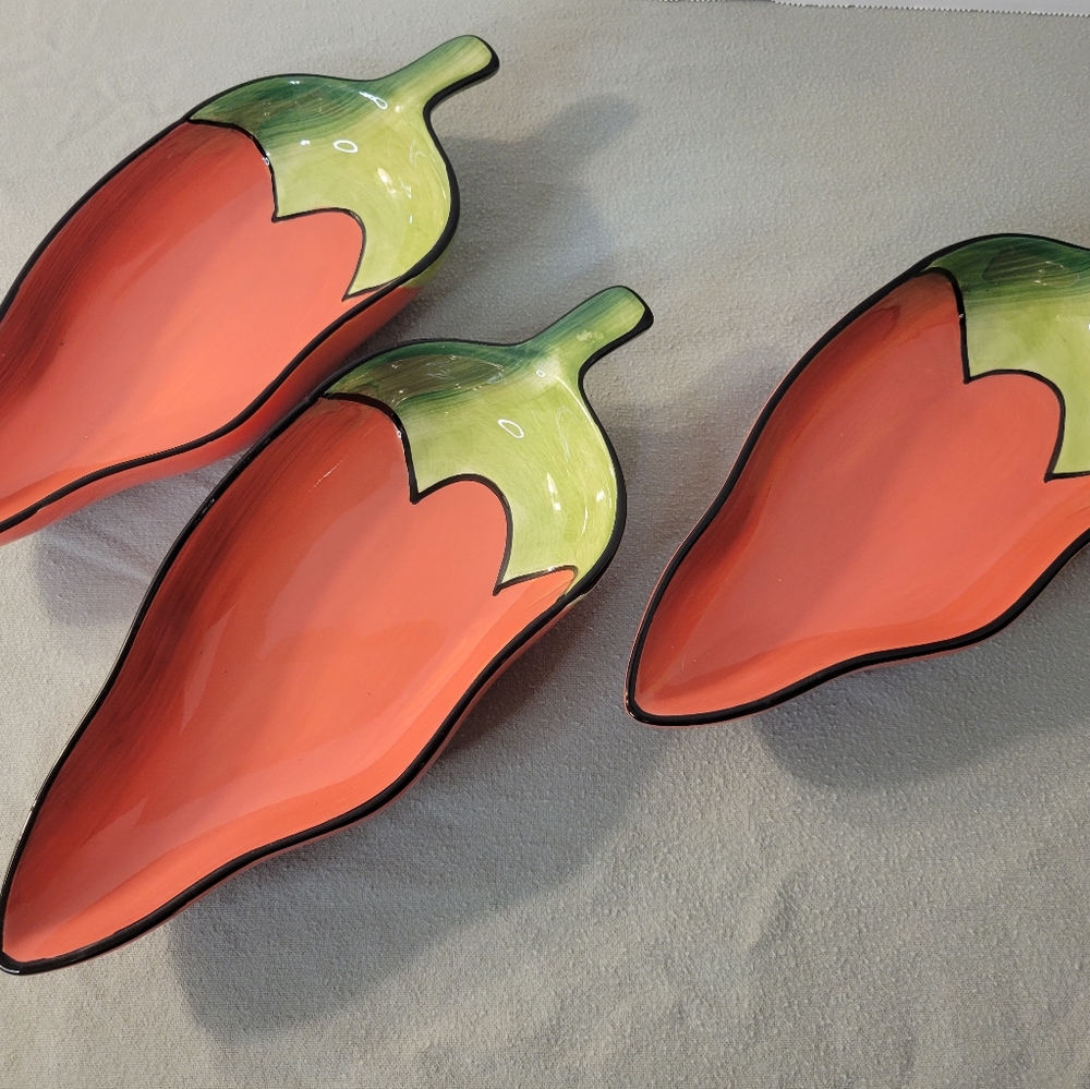 Set of 3 Vintage 1999 Clay Art Chili Fiesta Dip Bowls 🌶 A3